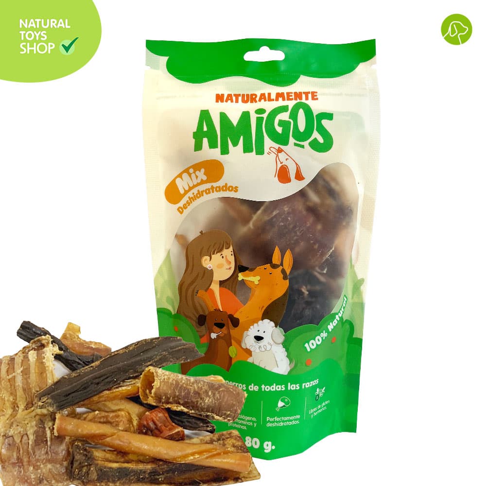 Snacks_mix_picada_deshidratada_organico_amigos_naturales_perros_gatos_mascotas_bombonera_80g mix de deshidratados, picada natural deshidratada para mascotas, snacks premios naturales, orgánicos y saludables para perros