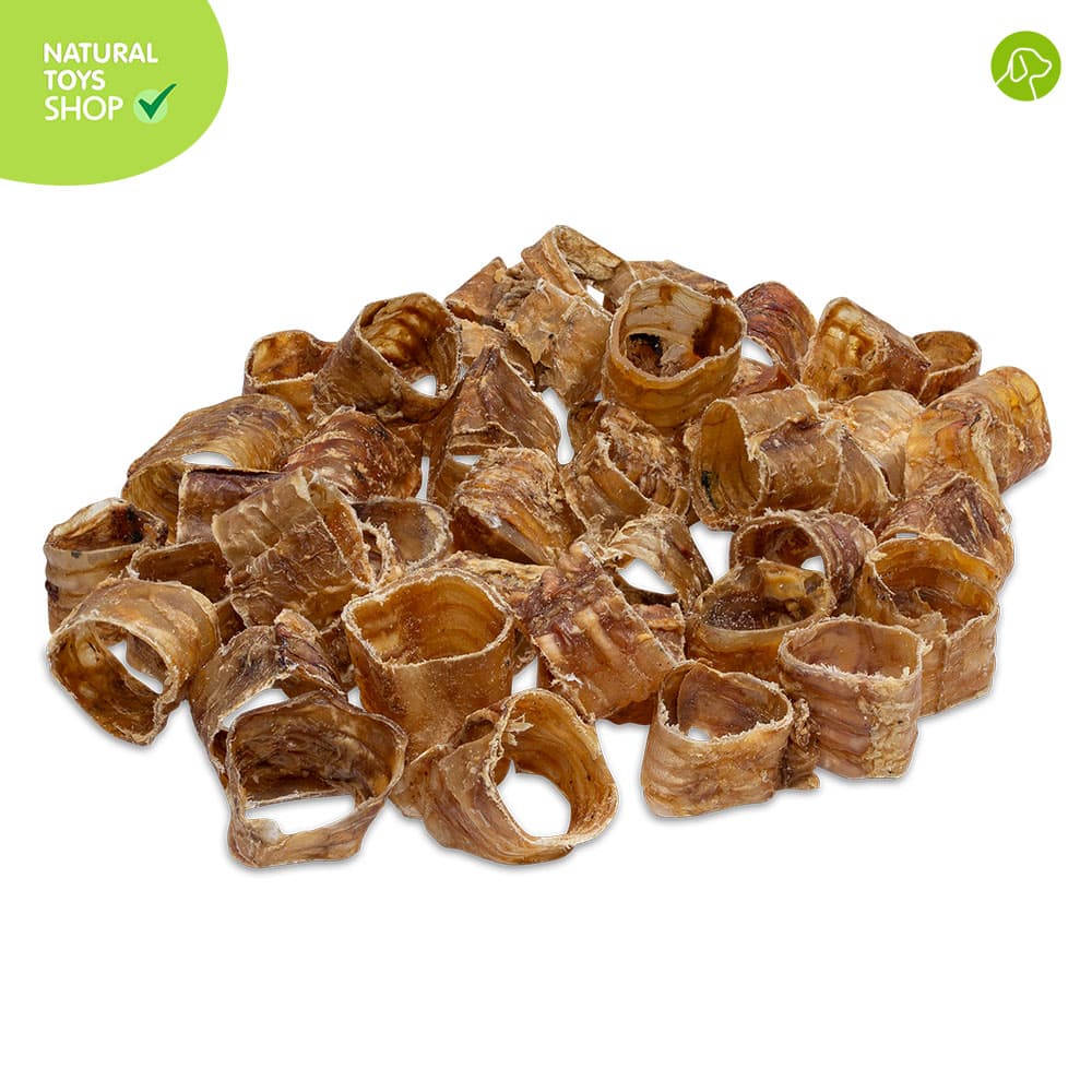 Snacks_traquea_res_recortes_deshidratados_organico_amigos_naturales_perros_gatos_mascotas_regadas Traqueas de res en recortes deshidratadas juguete natural para mascotas, snacks premios naturales, orgánicos y saludables para perros